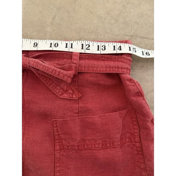 C&C California Women’s Red Button Front Skirt Size M Linen Blend Tie Waist - Picture 3 of 6